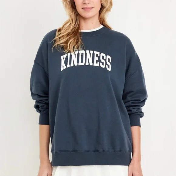 NWT OLD NAVY SoComfy Oversized Sweatshirt Color: Kindness (Navy) Size Large